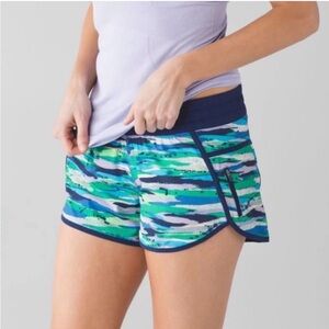 lululemon athletica Blue and Green Athletic 4” Tracker Shorts